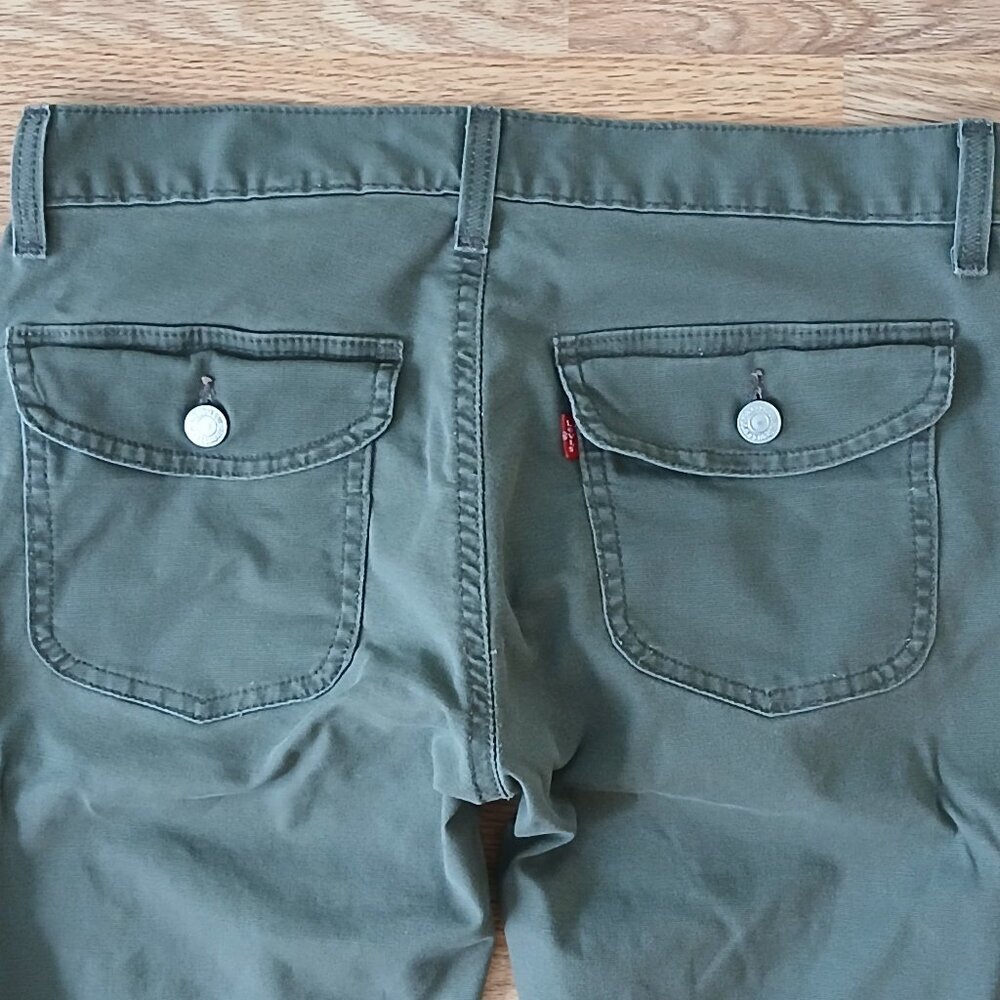 Levi's Low Slouch Y2K Stretch Flare Jeans Green Size 5 - Picture 6 of 8